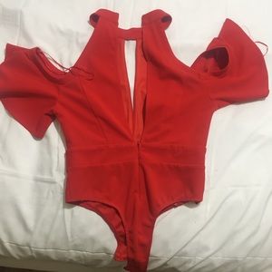 It’s red v neck bodysuit